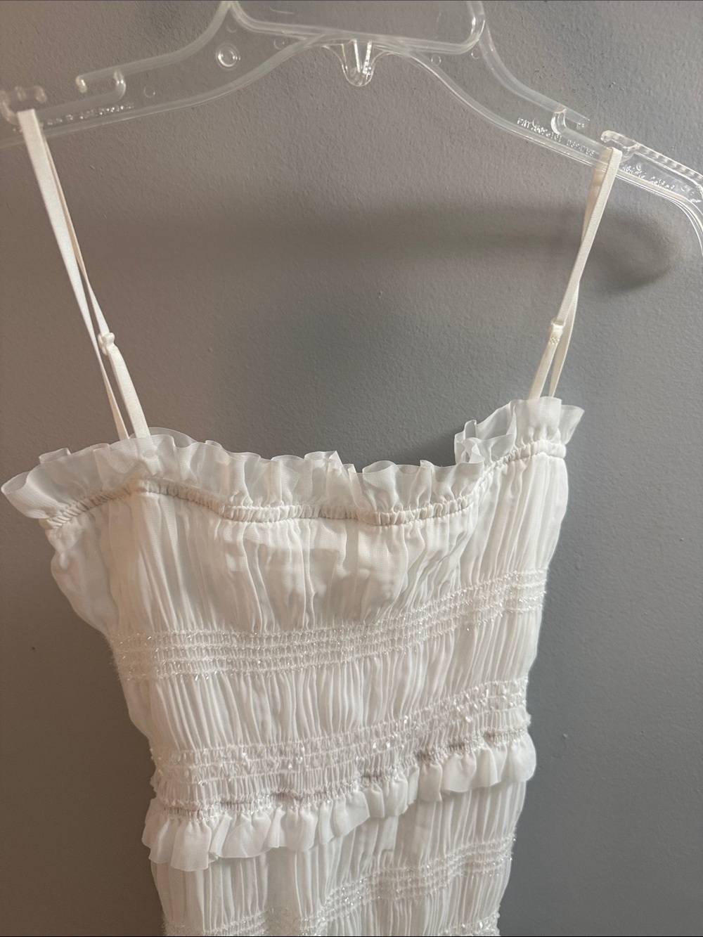 Commense White Smocked Ruffle-Tier Maxi Dress with Spaghetti Straps - Picture 5 of 8